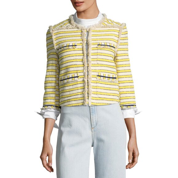 Veronica Beard Talie Jacket Tweed Blazer Off White Yellow Size 8 NEW NWT - Picture 1 of 10